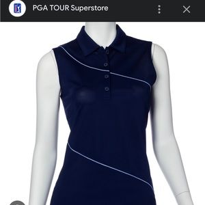 Size small s EP navy curved trim sleeveless golf shirt